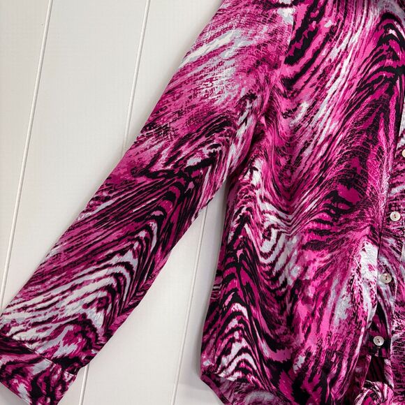 Kut From The Kloth Women Boho Maximalist Animal Print Blouse Size M Feminine USA - Picture 8 of 10